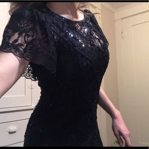 🌚 After Dark Vintage Black Lace & Sequin dress